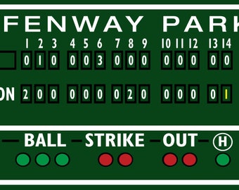 Boston decor, Fenway Park, Green Monster score board baseball scoreboard