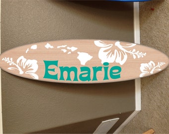Customizable Surfboard Decor: Hawaiian Beach Wall Hanging (48" Long)