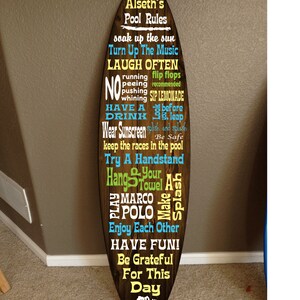 surf board surfboard decor hawaiian beach surfing beach decor Pool decor, Pool Signs