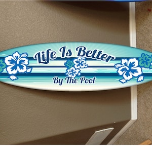 surf board surfboard decor hawaiian beach surfing beach decor Pool decor, Pool Signs
