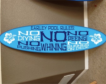 カスタムサーフボードデコレーション：ハワイアンビーチプールサイン（48インチ×12インチ）