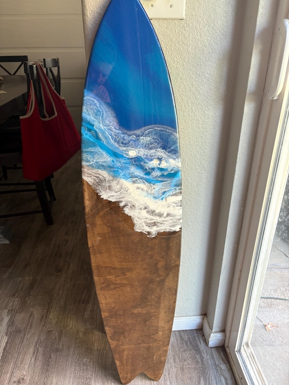 Epoxy Resin Ocean Wave Surfboard Wall Art: Coastal Decor - Etsy