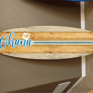 6&#39; wall hanging surf board surfboard decor hawaiian beach surfing beach decor Ohana wall art