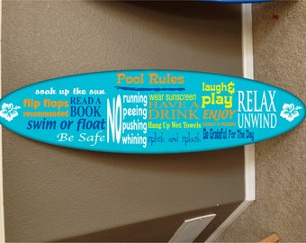 Custom Surfboard Decor: Hawaiian Beach Theme, Pool Sign (5ft)