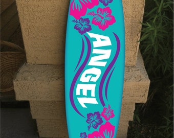 Custom Surfboard Wall Decor: Hawaiian Beach Art, Personalized Name