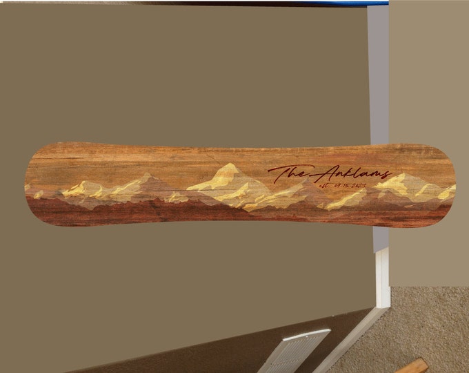 Custom Snowboard Decor: Mountain Skiing Art, Personalized Name Sign