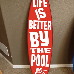 surf board surfboard decor hawaiian beach surfing beach decor Pool decor, Pool Signs