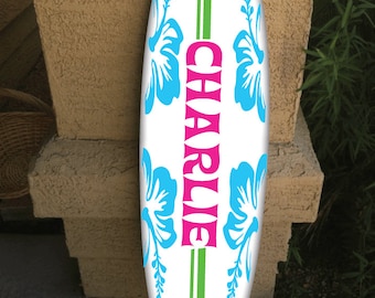 Custom Surfboard Wall Hanging: Hawaiian Beach Decor (48" Long)