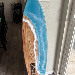 Large Surfboard with Epoxy Resin Ocean Waves, Surfboard Wall Decor, Surfboard Art, Ocean Art, Surfer Gift