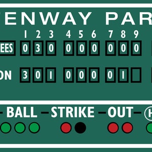 4x8 foot vinyl decal Boston decor, Fenway Park, Green Monster score board baseball scoreboard