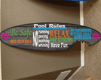 カスタムサーフボードデコレーション：ハワイアンビーチプールサイン（48インチ）