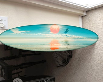 Custom Surfboard Wall Hanging: Hawaiian Beach Decor (48"x12")