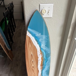 Large Surfboard with Epoxy Resin Ocean Waves, Surfboard Wall Decor, Surfboard Art, Ocean Art, Surfer Gift