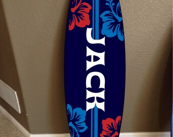 Custom Surfboard Wall Hanging: Hawaiian Beach Decor (48" Long)