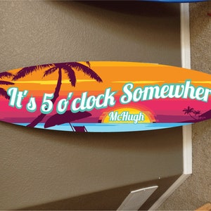 Mini Surf. 23" x 5" Corona Surfboard Sign "Parrot Party" 