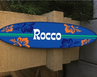 カスタムサーフボードウォールデコレーション：ハワイアンビーチサイン、パーソナライズされた名前