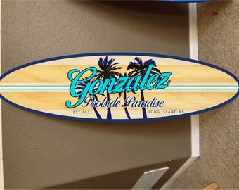 Custom Surfboard Wall Art: Personalized Beach Decor (5ft)