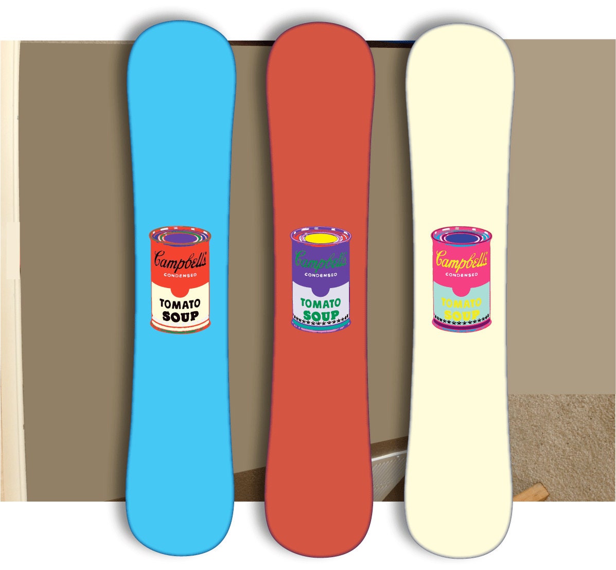 Custom Campbell's Soup Snowboard Decor: Mountain Skiing Art (48