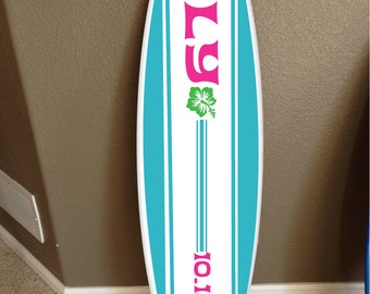 カスタムサーフボードウォールデコレーション：ハワイアンビーチアート（長さ48インチ）