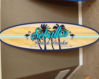 5' wall hanging surfboard decor, surfboard wall art, surf wall art