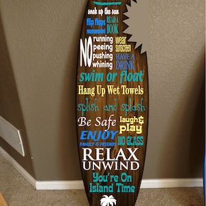 Custom surf board decor, surfboard decor hawaiian beach surfing beach decor