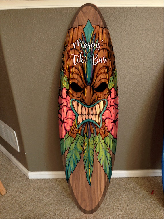 Custom Tiki Surfboard Wall Decor: Hawaiian Beach Art (6ft) - Etsy