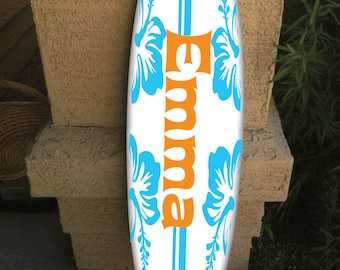 Custom Surfboard Wall Decor: Hawaiian Beach Theme (48" Long)