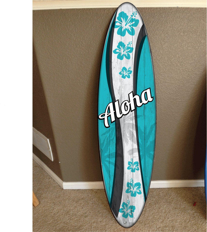 Aloha Surfboard Wall Hanging: Hawaiian Beach Decor (48