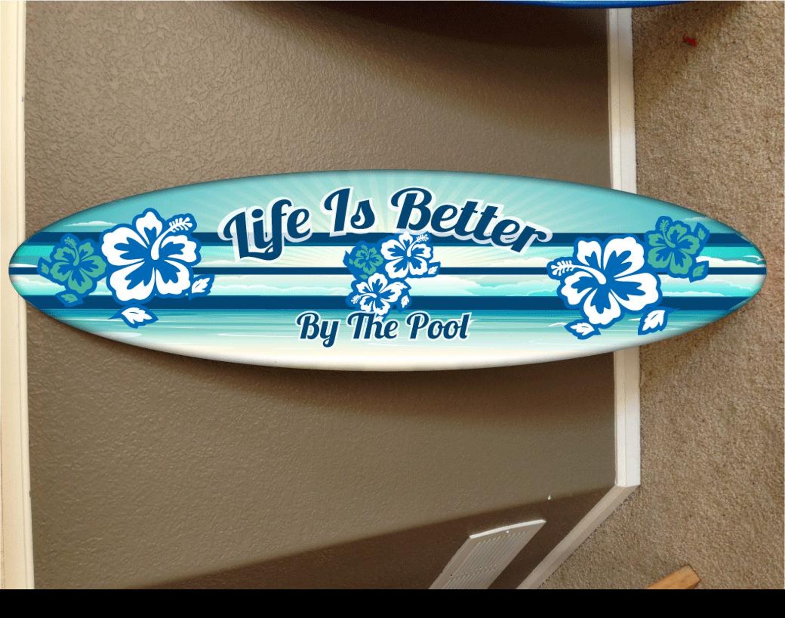 Custom Surfboard Decor: Hawaiian Beach Pool Sign (5ft) - Etsy