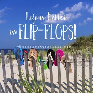 Day at the Beach Seaside Serendipity, Flip Flops Lining the Dune Fence on the way to the Ocean Wall Art Photography Bright Colorful image 1