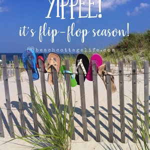 Day at the Beach Seaside Serendipity, Flip Flops Lining the Dune Fence on the way to the Ocean Wall Art Photography Bright Colorful image 5