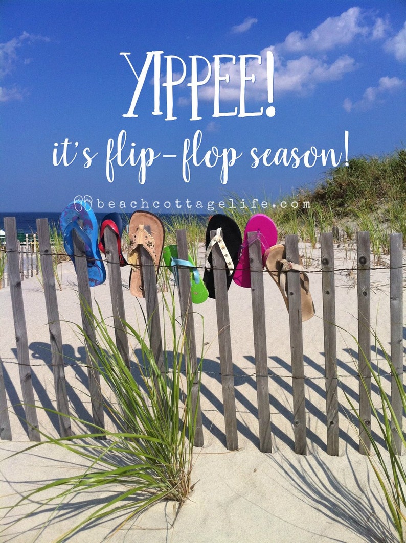 Day at the Beach Seaside Serendipity, Flip Flops Lining the Dune Fence on the way to the Ocean Wall Art Photography Bright Colorful image 5