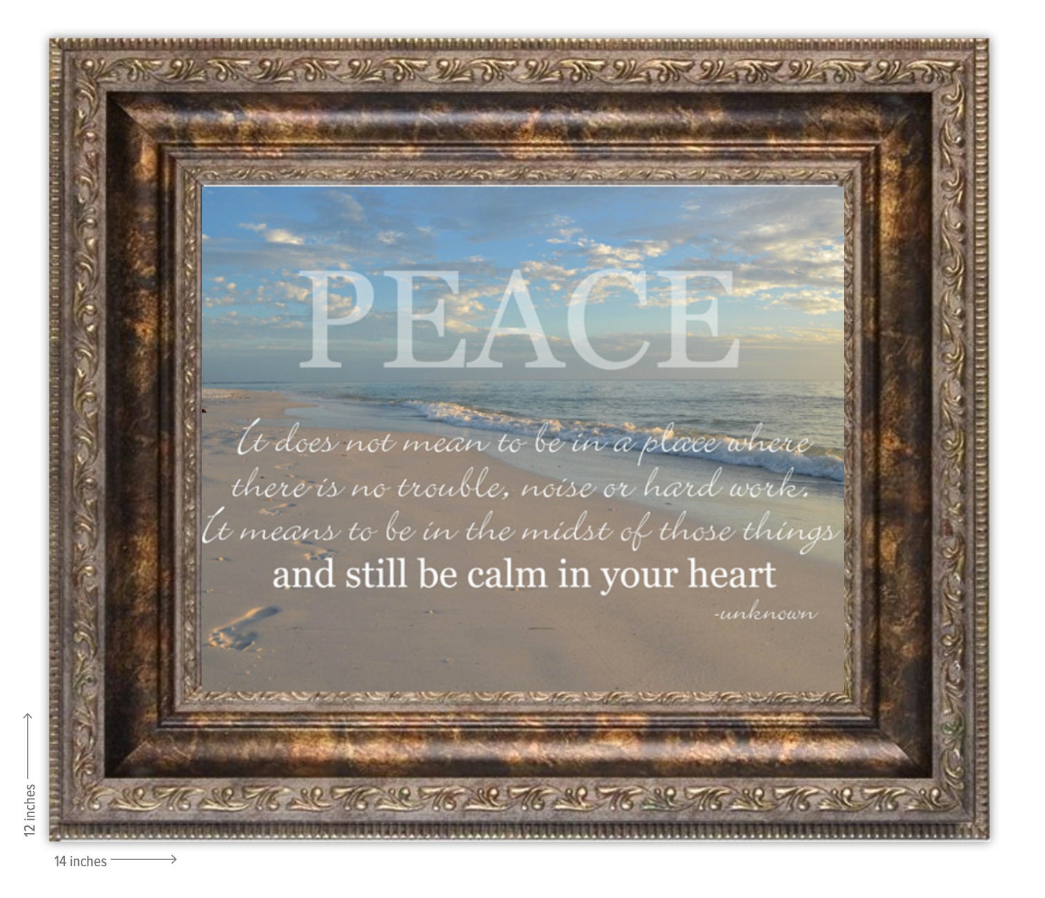 PEACE / Calm in Your Heart Motivational Quote Sunset Coastal Etsy Canada