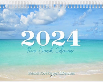 2024 Calendar Beach Wall Calendar Home Office Seashore Seaside Island Ocean Coastal Home