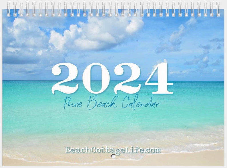 2024 Calendar Beach Wall Calendar Home Office Seashore Seaside Island Ocean Coastal Home Etsy