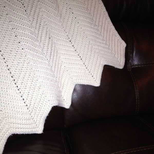 Vintage Traditional Warm White Handmade Crocheted Throw Blanket
