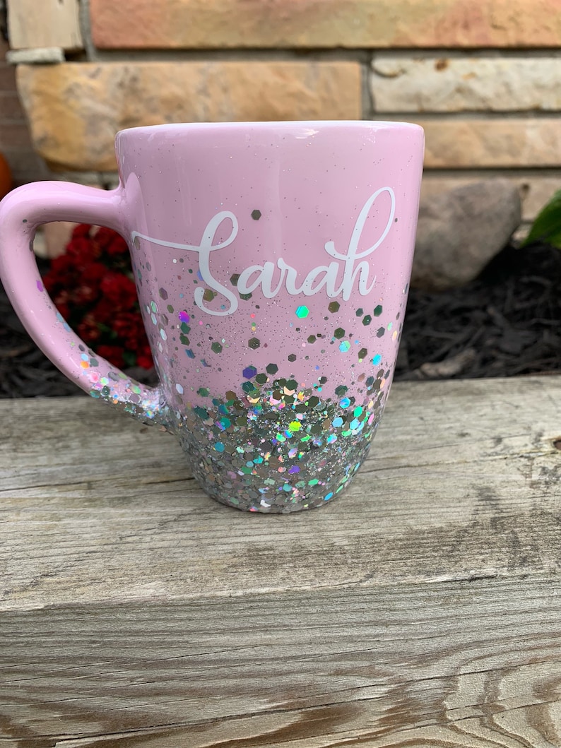 Custom Coffee Mug Glitter Mug Personalized Mug Glitter Etsy