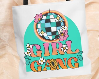 Girl Gang Tote, Tote Bag, Book Bag, Girl Power, Gift for Friend, Gift for Teen, Feminist Gift, Retro Tote Bag, Retro Style, Gift for Teacher
