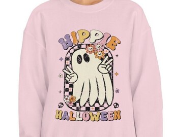 Retro Ghost Crewneck Sweatshirt, Retro Halloween, Pastel Halloween, Cute Ghost, Cute Fall Shirt, Fall Gift, Halloween Gift, Hippie Halloween