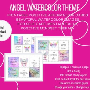 Tarjetas de afirmación positiva con temática de ángel