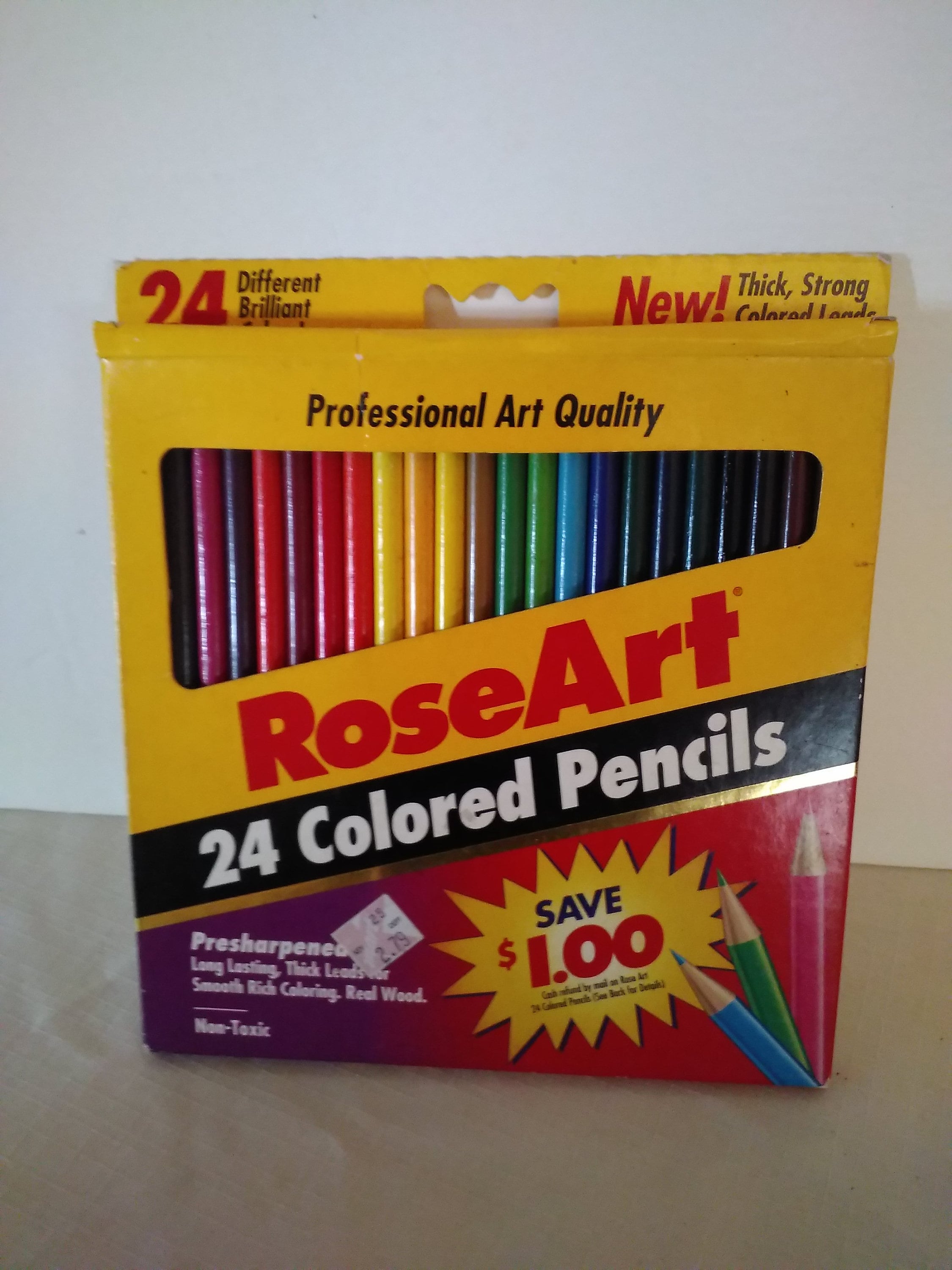 New 1995 Rose Art 24 Colored Pencils Real Wood Thick Leads Etsy