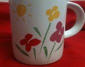 Spring Teleflora 1985 mug - Cheery Colorful, Sunshine and Flowers