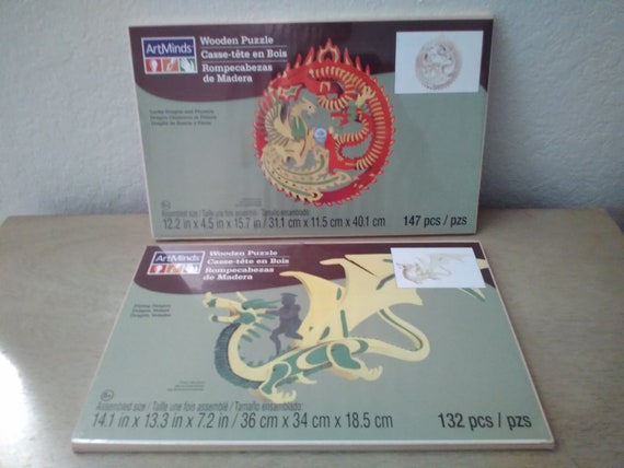 lucky dragon and phoenix wooden puzzle