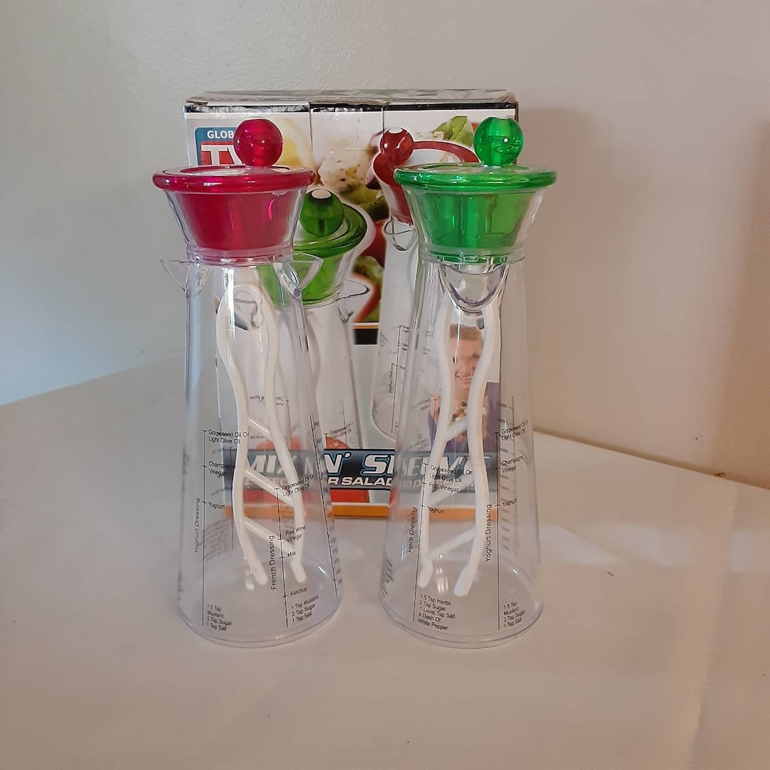 Mix N' Serve Salad Dressing Cruets, Set of 2, Global TV Products, Mixer