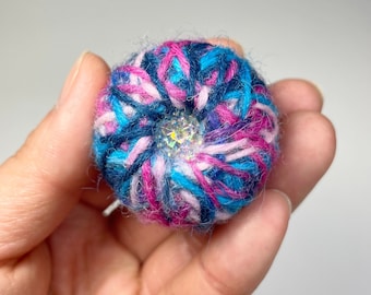 Mazos para tambor de lengua + Diamantes de imitación AB / Serie Premium / Rosa + Azul "Luces del Norte" / Abedul, Madera + Núcleo de látex - 9.25” (1 par)