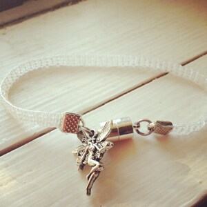 Matte Transparent Bead Loom Bracelet with Fairy Charm