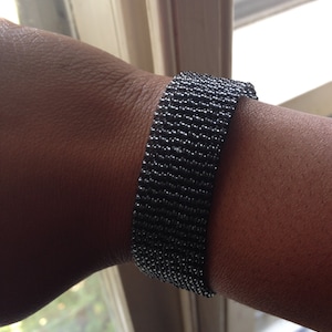 Transparent Black Bead Loom Bracelet