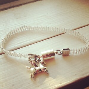 Transparent S/L Bead Loom Bracelet with Pegasus Charm