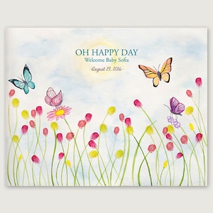 Butterfly Thumbprint Guestbook, Baby Shower Thumbprint Guestbook, Birthday Guestbook, Wedding Shower Decor, Birthday Party Decor