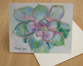 Succulent Watercolor Thank You Card Bulk Set, Watercolor Cards, Watercolor Thank You Cards, Stationary, Stationery, Notecards